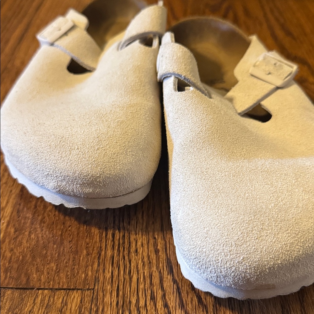 Birkenstock Cream Suede Mules - Picture 3 of 5